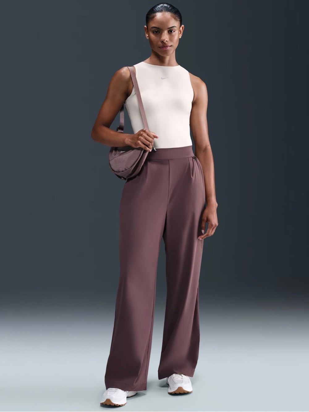 Nike Wide-Leg High-Waist Trousers in Mauve